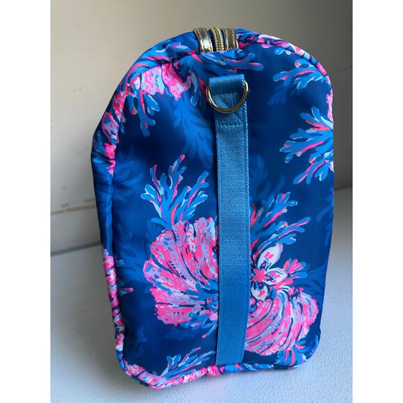 Lilly Pulitzer Overnight Duffle Weekender Bag For the Fans w/pouch new blue pink - Picture 5 of 12